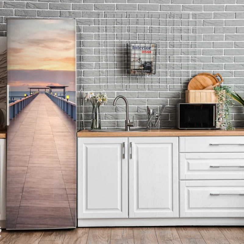 Naklejka na lodówkę ornamentalny złoty wzór chmur – Wallissimo®