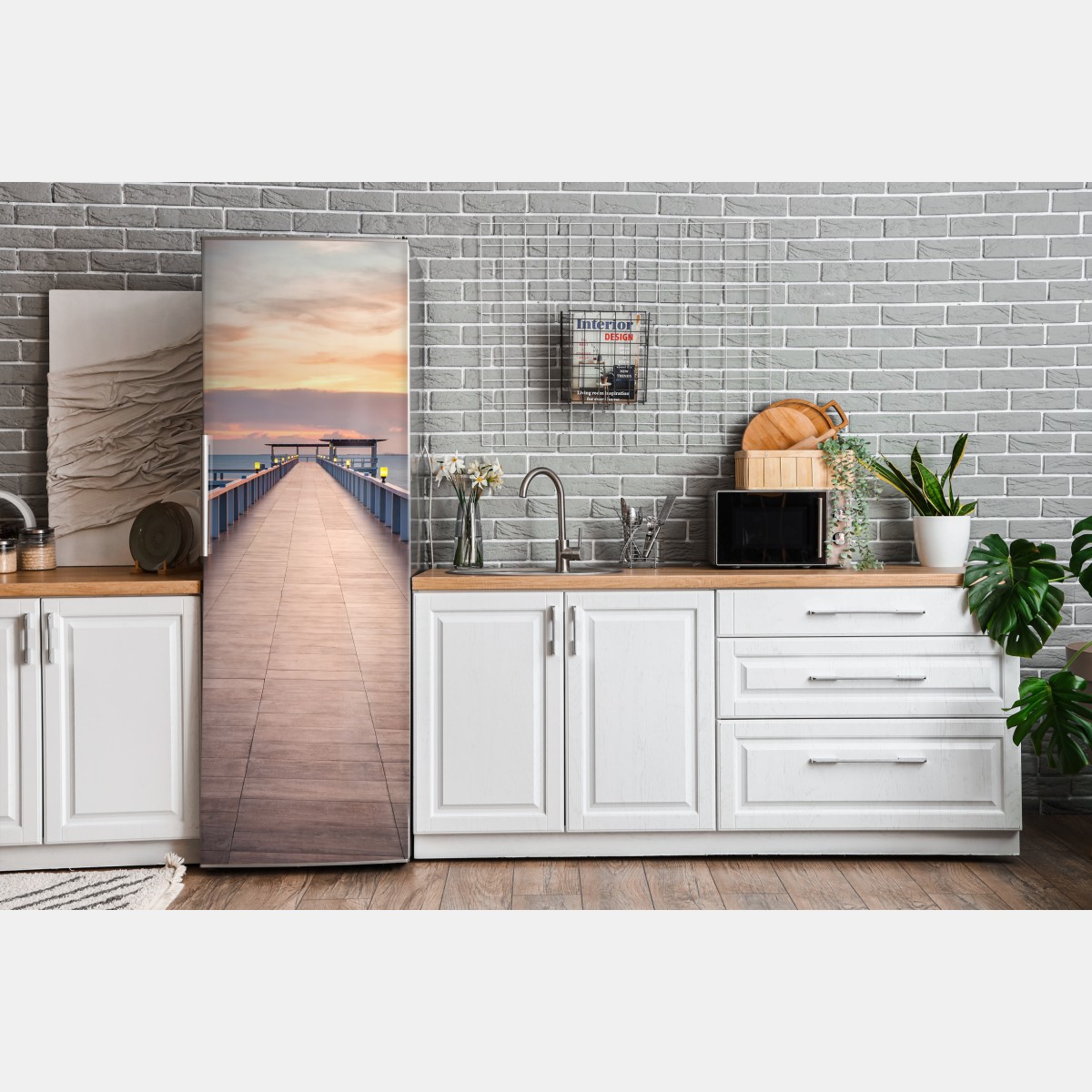 Naklejka na lodówkę molo o zachodzie słońca – Wallissimo® Naklejka na lodówkę molo o zachodzie słońca – Wallissimo®