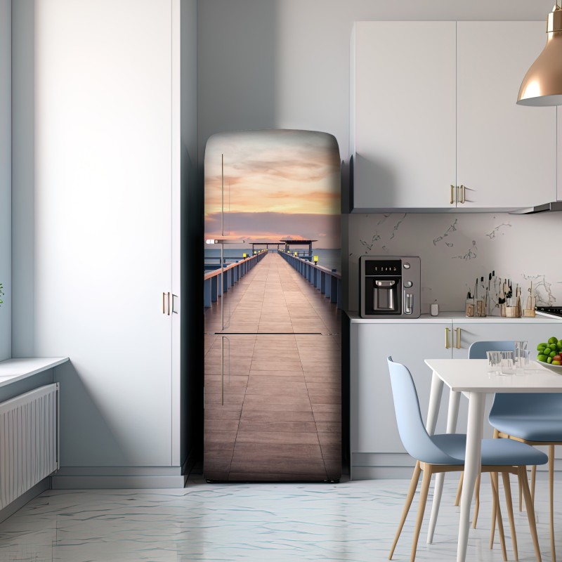 Naklejka na lodówkę molo o zachodzie słońca – Wallissimo® Naklejka na lodówkę molo o zachodzie słońca – Wallissimo®