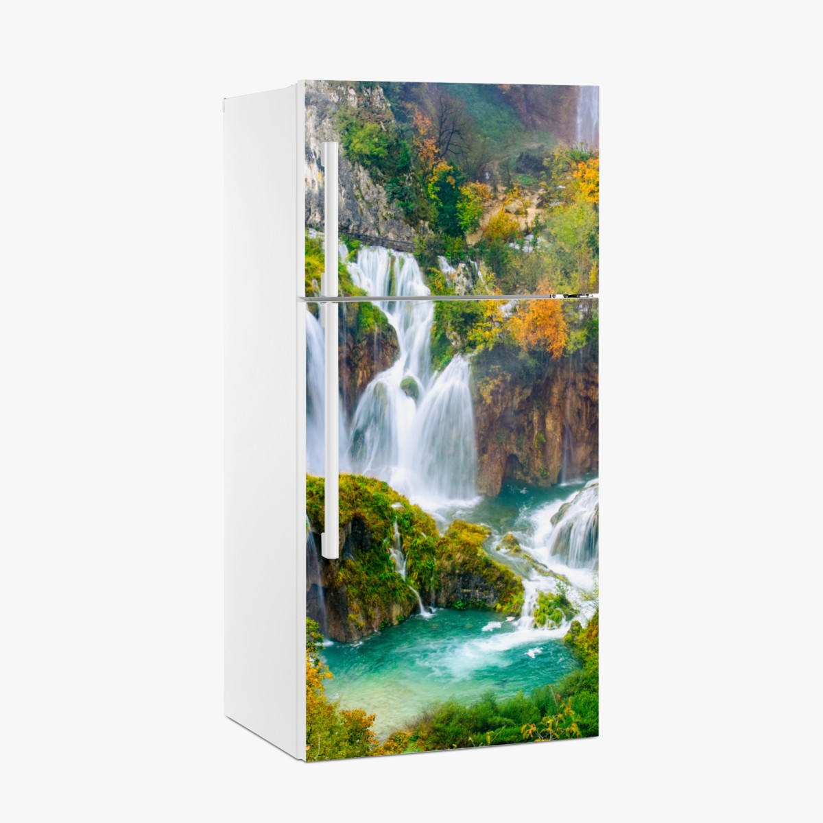 Fridge sticker turquoise waterfall in autumn