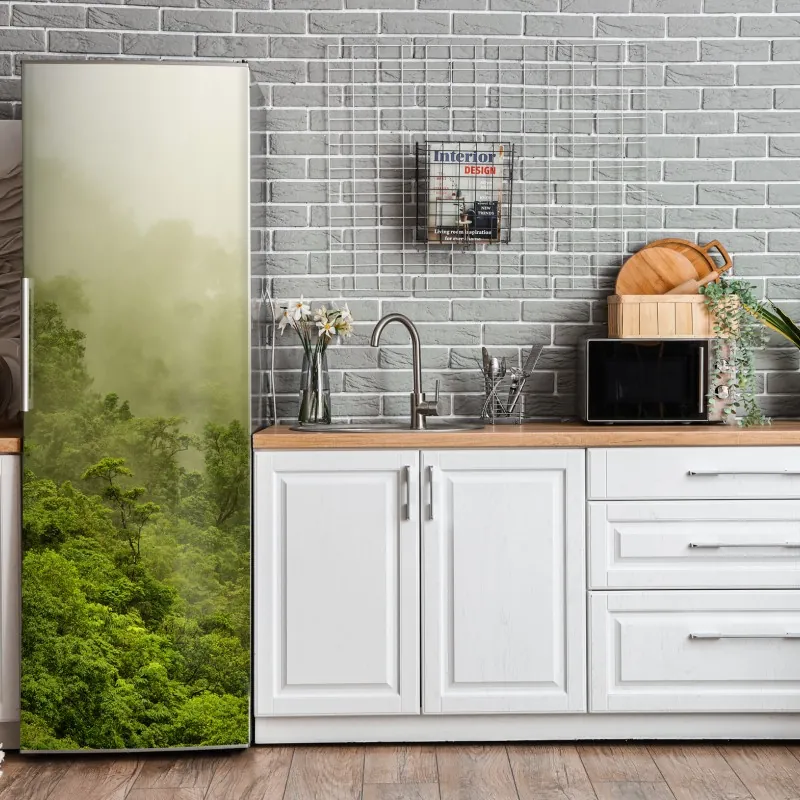 Naklejka na lodówkę delikatny rozproszony wzór kwiatowy na głębokim turkusie – Wallissimo®