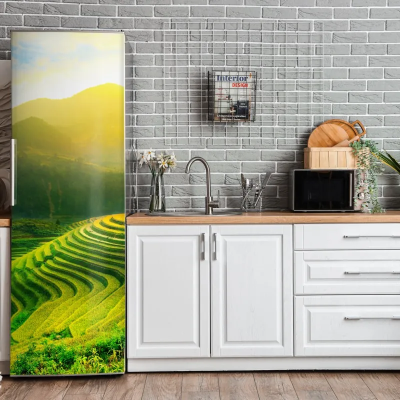 Naklejka na lodówkę złoty art deco wzór okręgów – Wallissimo®