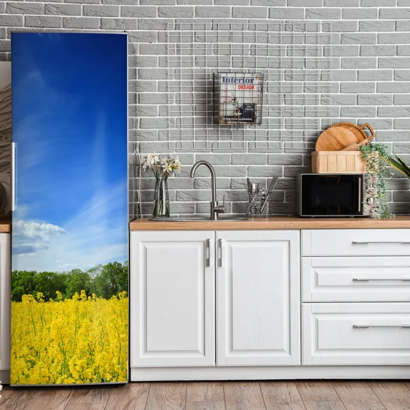 Naklejka na lodówkę delikatny turkusowy wzór liści – Wallissimo®