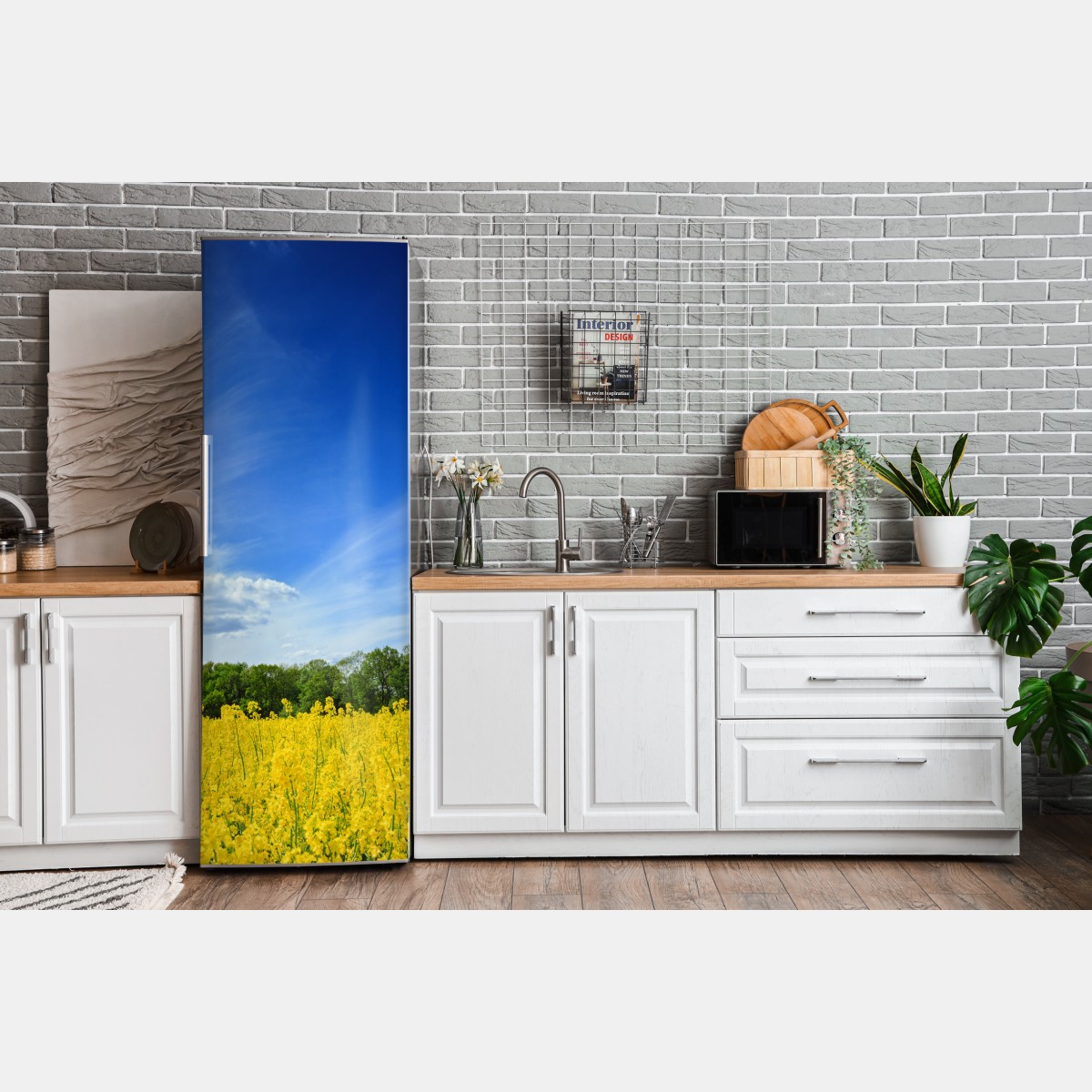 Naklejka na lodówkę Polskie pole rzepaku pod błękitnym niebem – Wallissimo® Naklejka na lodówkę Polskie pole rzepaku pod błękitnym niebem – Wallissimo®