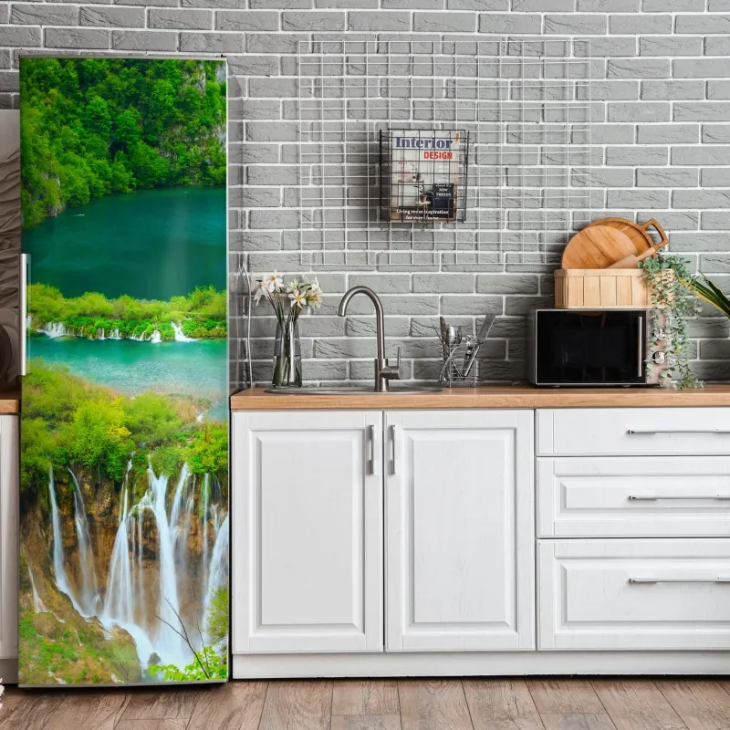 Naklejka na lodówkę trzy dmuchawce na turkusowym tle – Wallissimo®