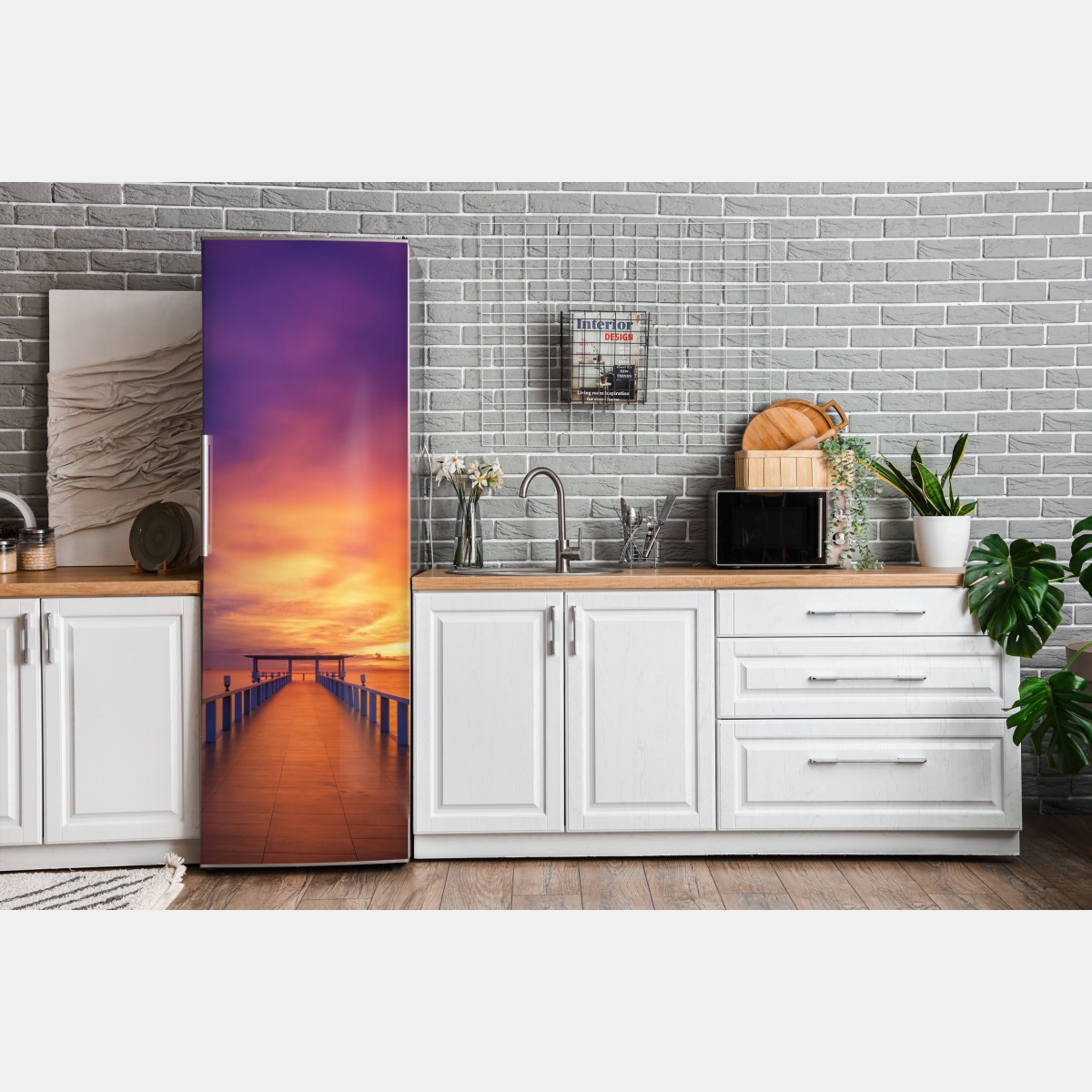 Naklejka na lodówkę molo o zachodzie słońca na plaży – Wallissimo® Naklejka na lodówkę molo o zachodzie słońca na plaży – Wallissimo®