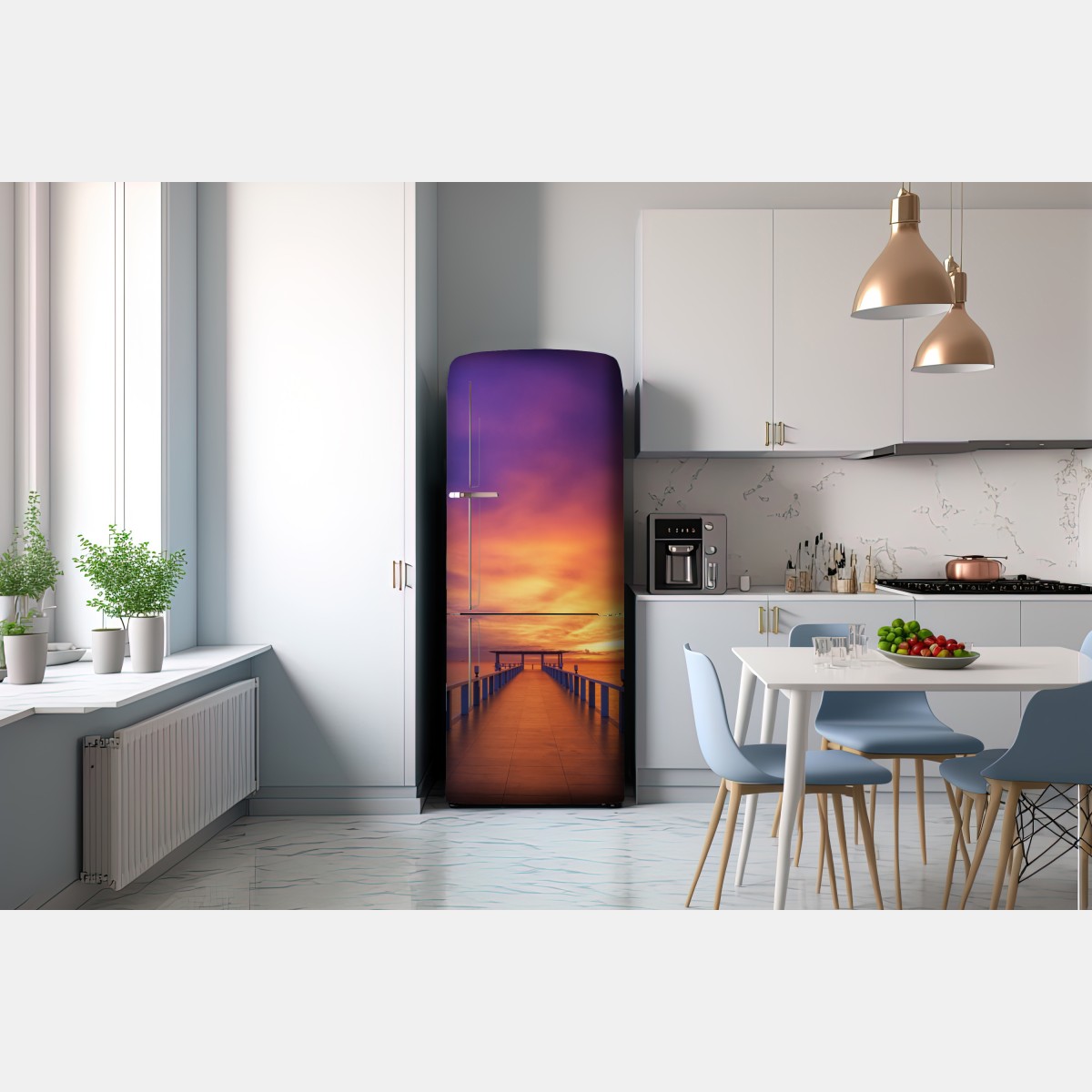 Naklejka na lodówkę molo o zachodzie słońca na plaży – Wallissimo® Naklejka na lodówkę molo o zachodzie słońca na plaży – Wallissimo®