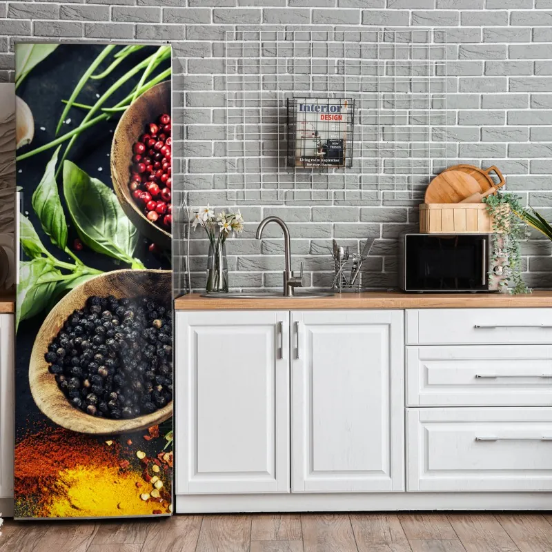 Naklejka na lodówkę iryzujący różowy wzór piór – Wallissimo®