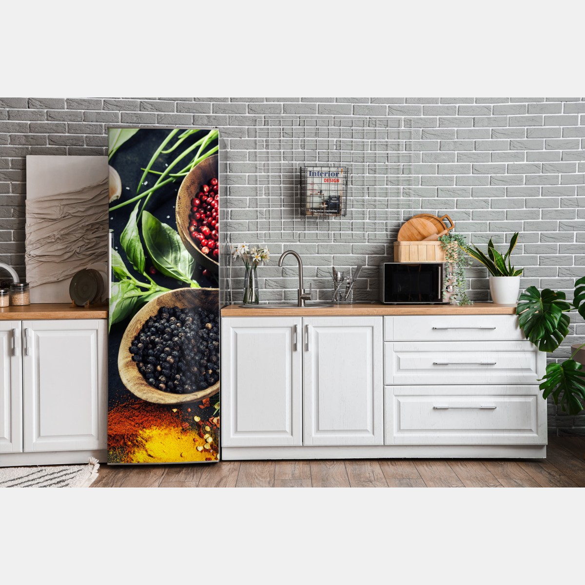 Naklejka na lodówkę żywe przyprawy i świeże zioła – Wallissimo® Naklejka na lodówkę żywe przyprawy i świeże zioła – Wallissimo®