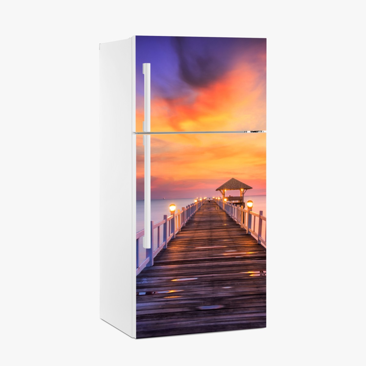 Fridge sticker wooden pier at sunrise