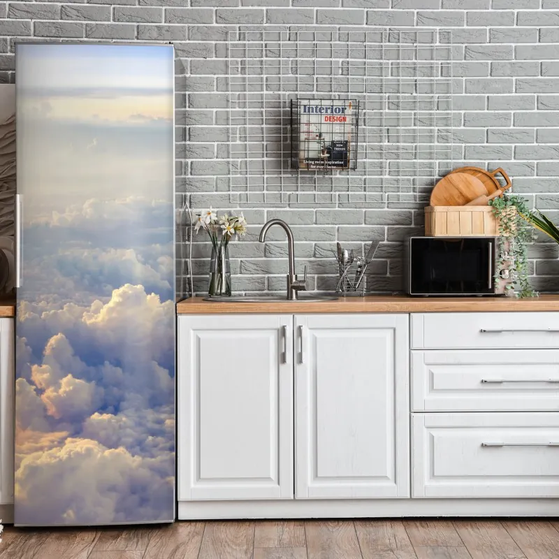 Naklejka na lodówkę delikatny turkusowy wzór liści – Wallissimo®