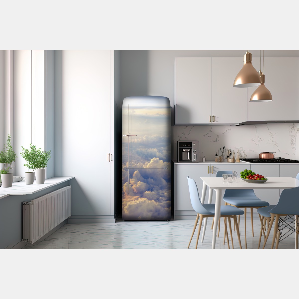 Naklejka na lodówkę słoneczne chmury nad horyzontem – Wallissimo® Naklejka na lodówkę słoneczne chmury nad horyzontem – Wallissimo®