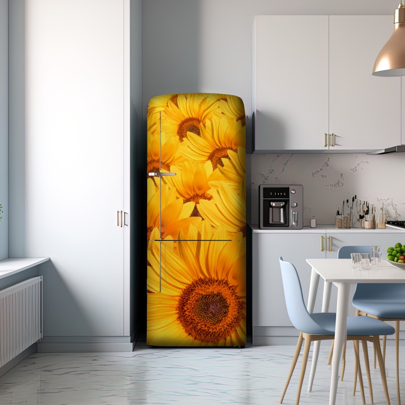 Naklejka na lodówkę złote pole słoneczników – Wallissimo® Naklejka na lodówkę złote pole słoneczników – Wallissimo®