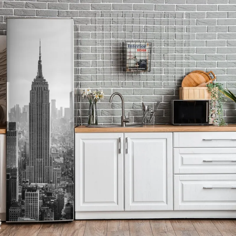 Naklejka na lodówkę złota grzęda górska o zachodzie słońca – Wallissimo®