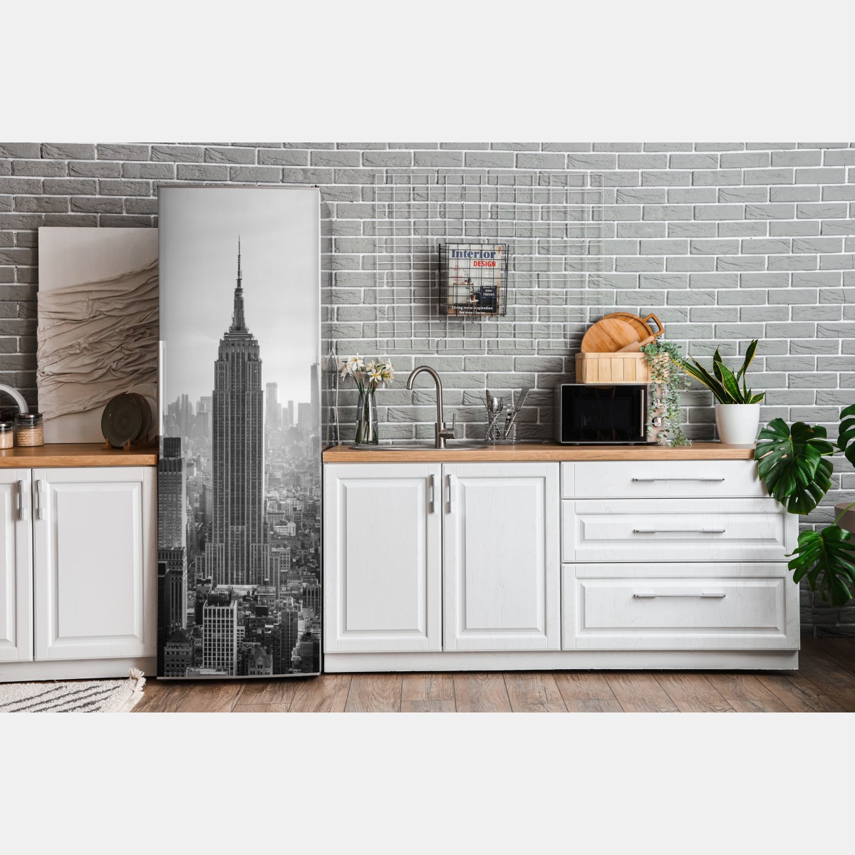 Naklejka na lodówkę Nowy Jork panorama w czerni i bieli – Wallissimo® Naklejka na lodówkę Nowy Jork panorama w czerni i bieli – Wallissimo®