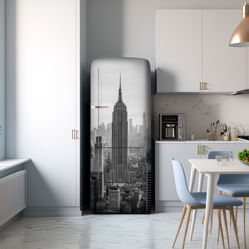 Naklejka na lodówkę Nowy Jork panorama w czerni i bieli – Wallissimo® Naklejka na lodówkę Nowy Jork panorama w czerni i bieli – Wallissimo®