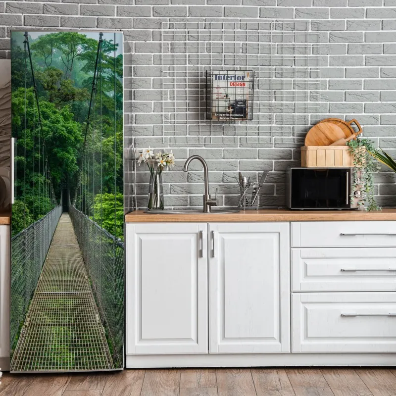 Naklejka na lodówkę tropikalny wzór strelicji – Wallissimo®