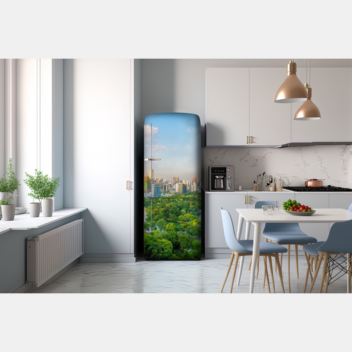 Naklejka na lodówkę Bangkok panorama nad parkiem Lumpini – Wallissimo® Naklejka na lodówkę Bangkok panorama nad parkiem Lumpini – Wallissimo®