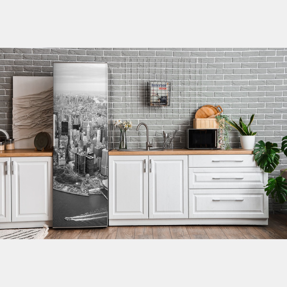 Naklejka na lodówkę Manhattan panorama z lotu ptaka – Wallissimo® Naklejka na lodówkę Manhattan panorama z lotu ptaka – Wallissimo®