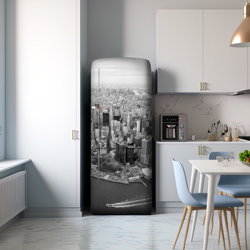 Naklejka na lodówkę Manhattan panorama z lotu ptaka – Wallissimo® Naklejka na lodówkę Manhattan panorama z lotu ptaka – Wallissimo®