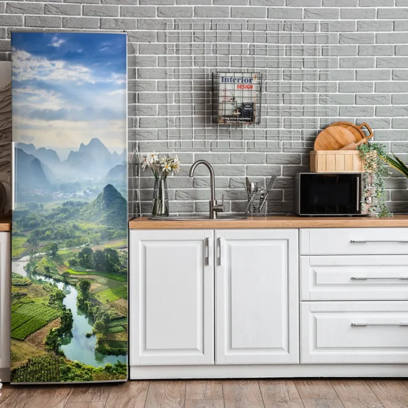 Naklejka na lodówkę Polskie pole rzepaku pod błękitnym niebem – Wallissimo®