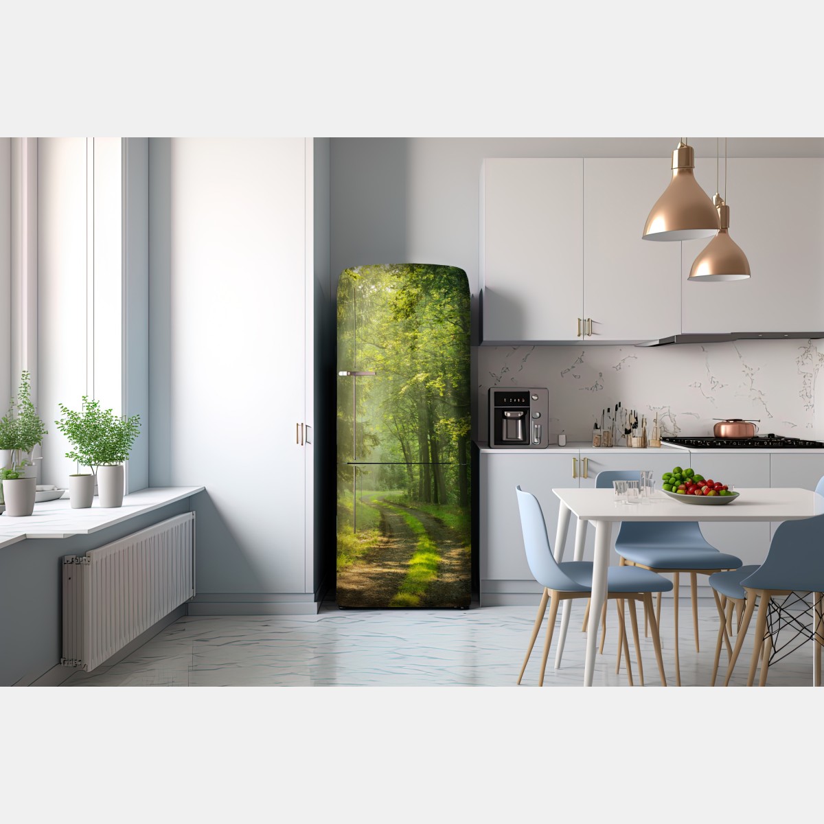 Naklejka na lodówkę słoneczna ścieżka w lesie – Wallissimo® Naklejka na lodówkę słoneczna ścieżka w lesie – Wallissimo®