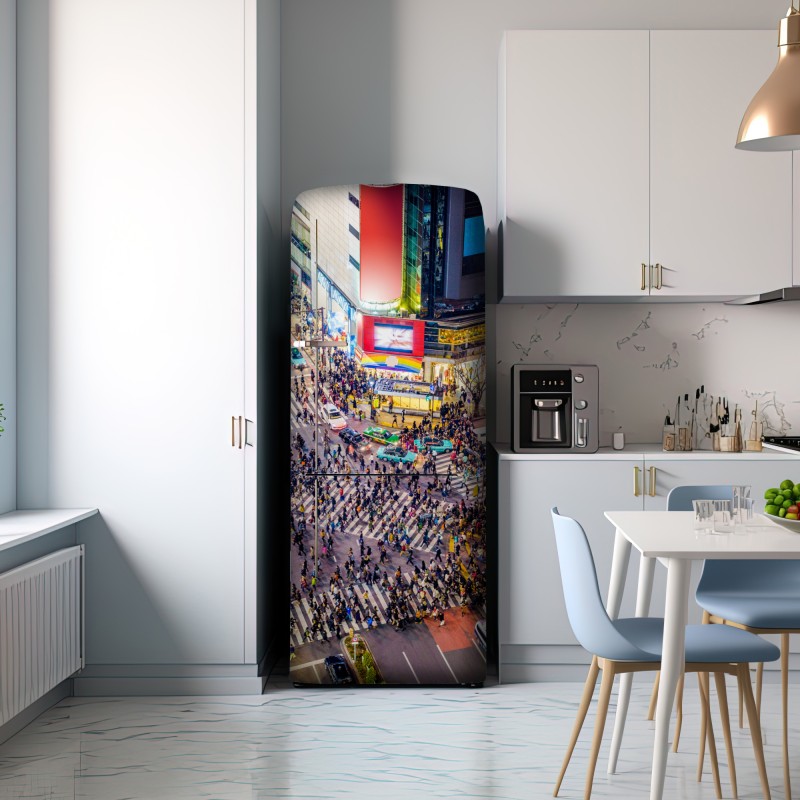 Naklejka na lodówkę Shibuya nocne skrzyżowanie – Wallissimo® Naklejka na lodówkę Shibuya nocne skrzyżowanie – Wallissimo®