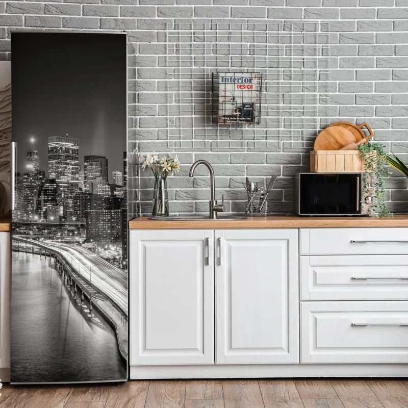 Naklejka na lodówkę tropikalny botaniczny wzór kwiatowy – Wallissimo®