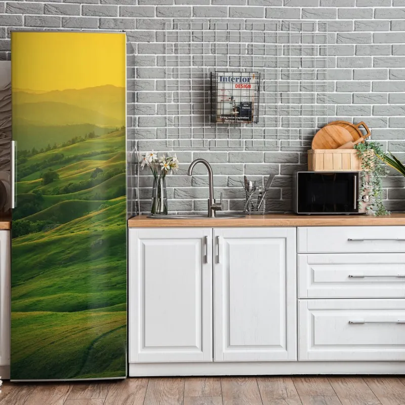 Naklejka na lodówkę beżowa tekstura kamienia travertynu – Wallissimo®