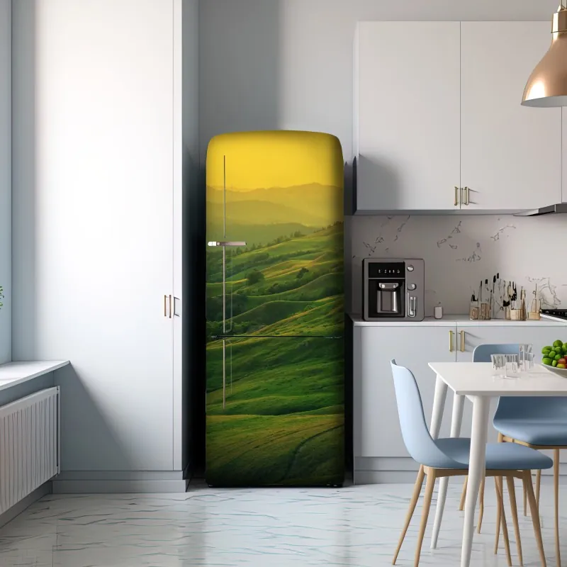 Naklejka na lodówkę falujące wzgórza Północnej Kalifornii o zachodzie słońca – Wallissimo® Naklejka na lodówkę falujące wzgórza Północnej Kalifornii o zachodzie słońca – Wallissimo®