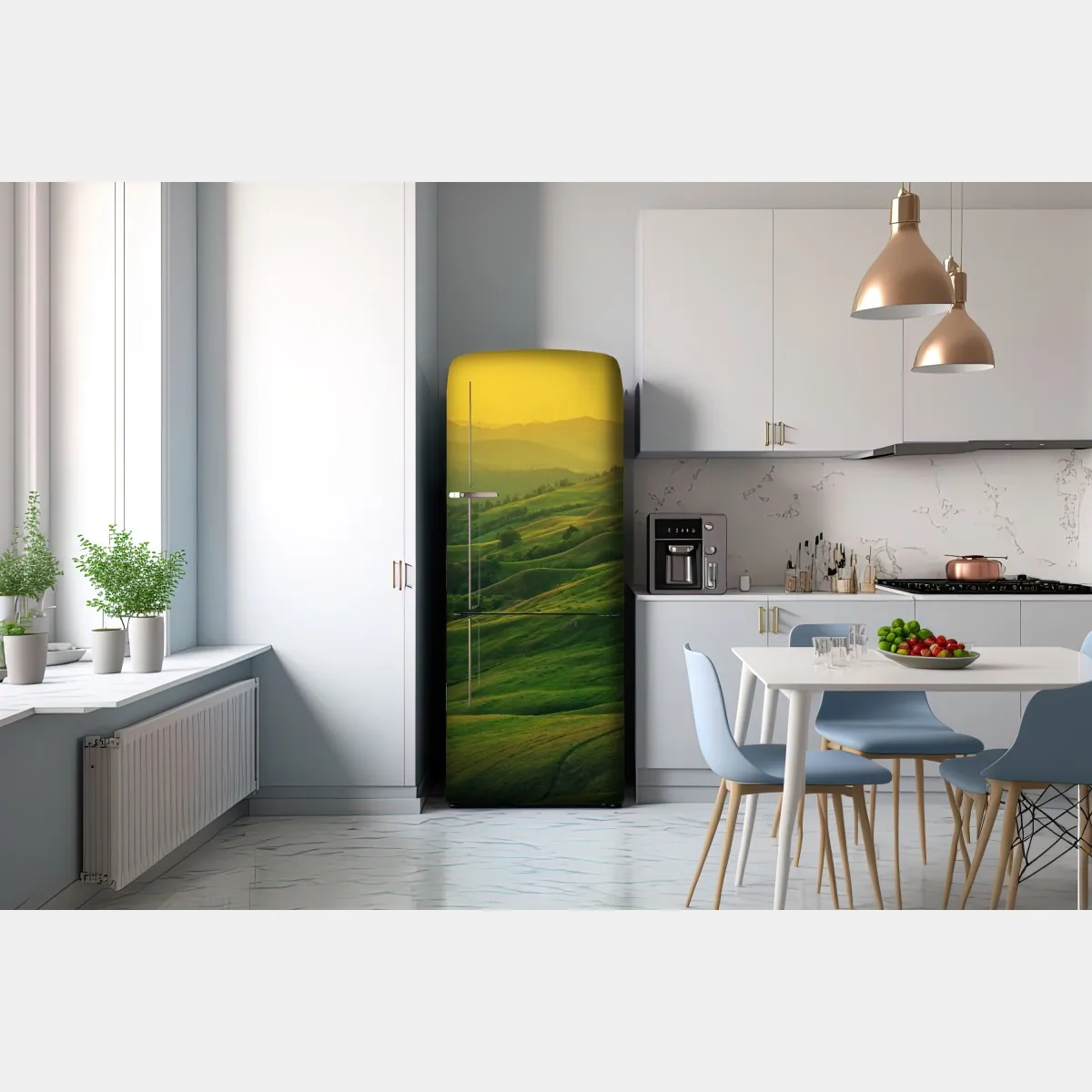 Naklejka na lodówkę falujące wzgórza Północnej Kalifornii o zachodzie słońca – Wallissimo® Naklejka na lodówkę falujące wzgórza Północnej Kalifornii o zachodzie słońca – Wallissimo®