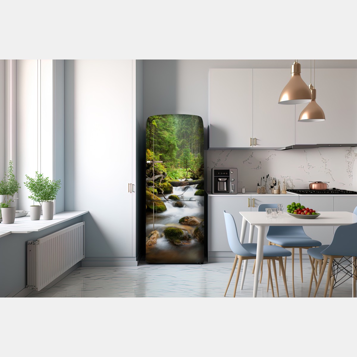 Naklejka na lodówkę porośnięty mchem strumień leśny – Wallissimo® Naklejka na lodówkę porośnięty mchem strumień leśny – Wallissimo®
