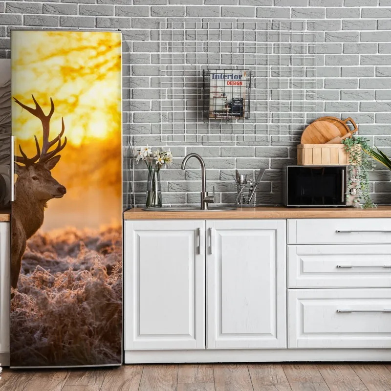 Naklejka na lodówkę turkusowo-złota abstrakcyjna marmurkowa faktura – Wallissimo®