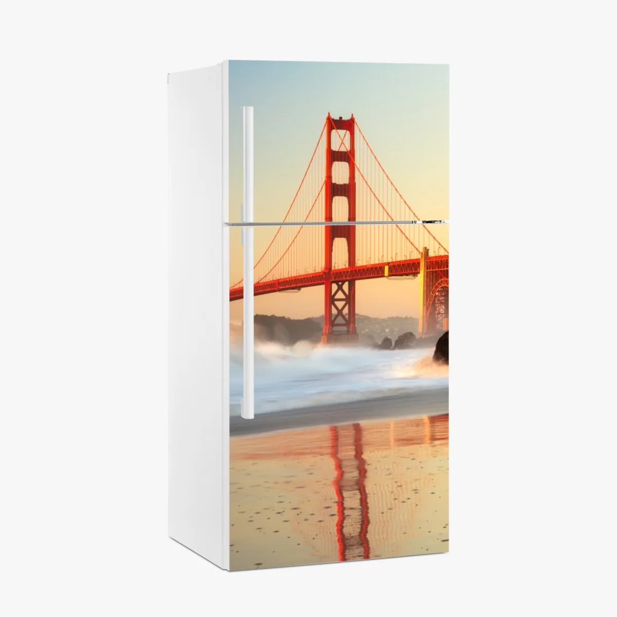 Naklejka na lodówkę most Golden Gate o zachodzie słońca – Wallissimo® Naklejka na lodówkę most Golden Gate o zachodzie słońca – Wallissimo®