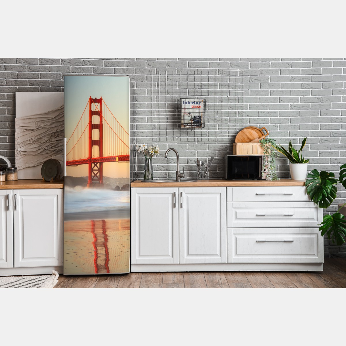 Naklejka na lodówkę most Golden Gate o zachodzie słońca – Wallissimo® Naklejka na lodówkę most Golden Gate o zachodzie słońca – Wallissimo®