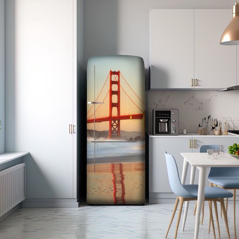 Naklejka na lodówkę most Golden Gate o zachodzie słońca – Wallissimo® Naklejka na lodówkę most Golden Gate o zachodzie słońca – Wallissimo®