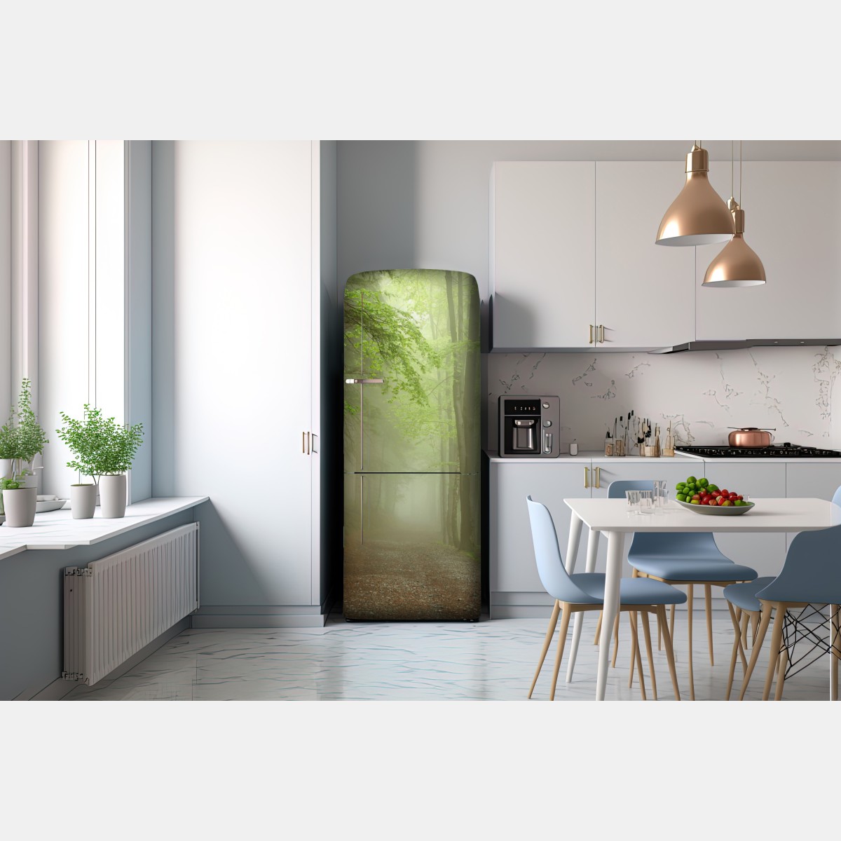 Naklejka na lodówkę mglisty leśny szlak – Wallissimo® Naklejka na lodówkę mglisty leśny szlak – Wallissimo®