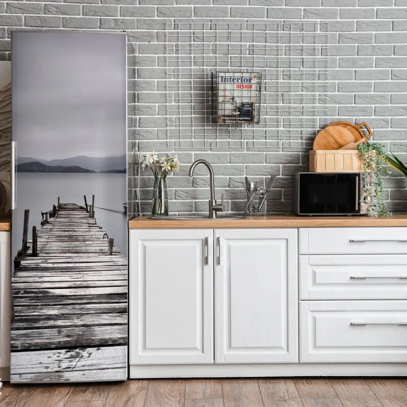 Naklejka na lodówkę panorama Nowego Jorku w monochromie – Wallissimo®