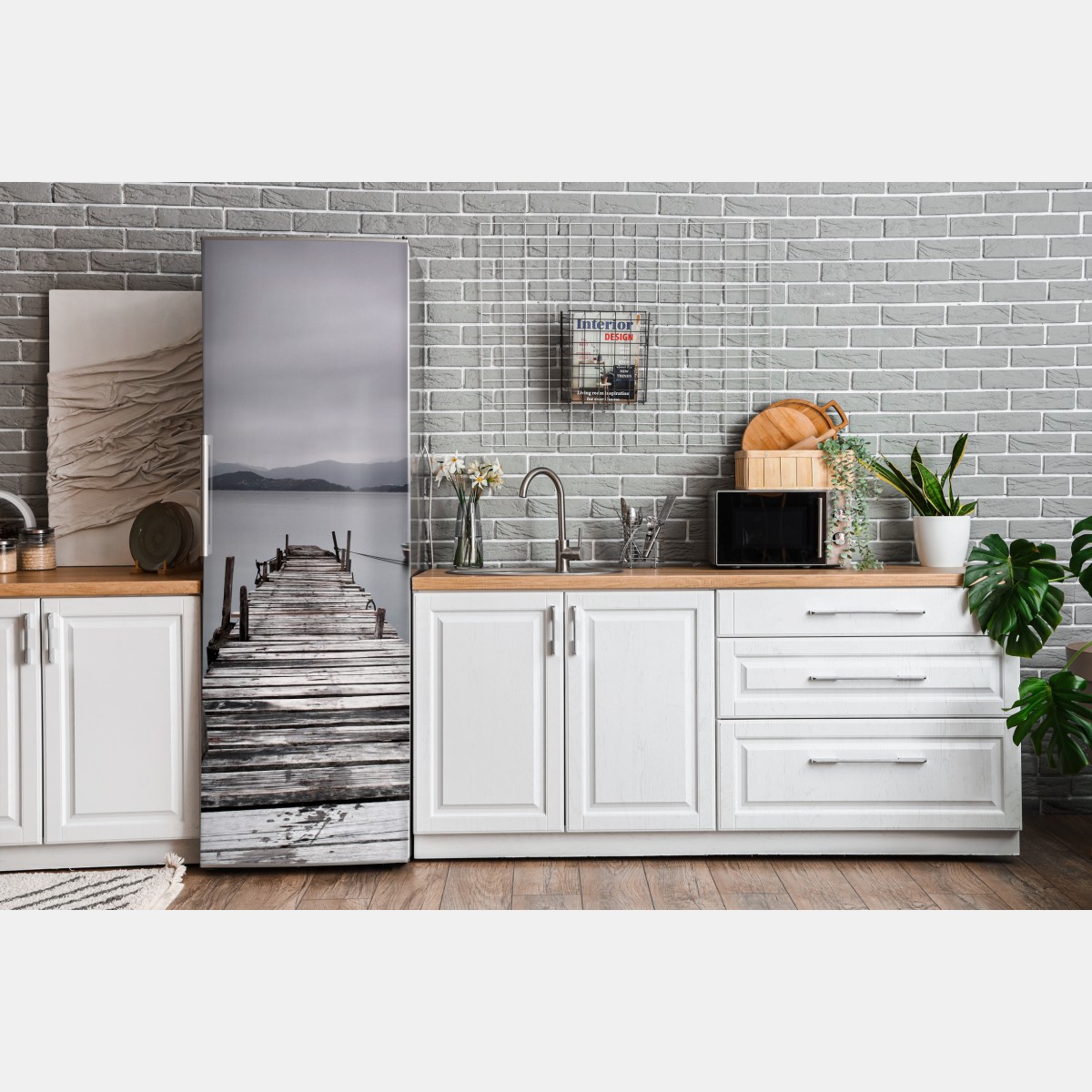 Naklejka na lodówkę ciche drewniane molo nad spokojnym morzem – Wallissimo® Naklejka na lodówkę ciche drewniane molo nad spokojnym morzem – Wallissimo®