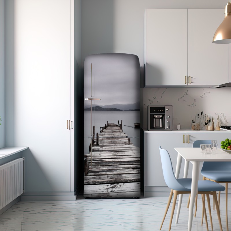 Naklejka na lodówkę ciche drewniane molo nad spokojnym morzem – Wallissimo® Naklejka na lodówkę ciche drewniane molo nad spokojnym morzem – Wallissimo®