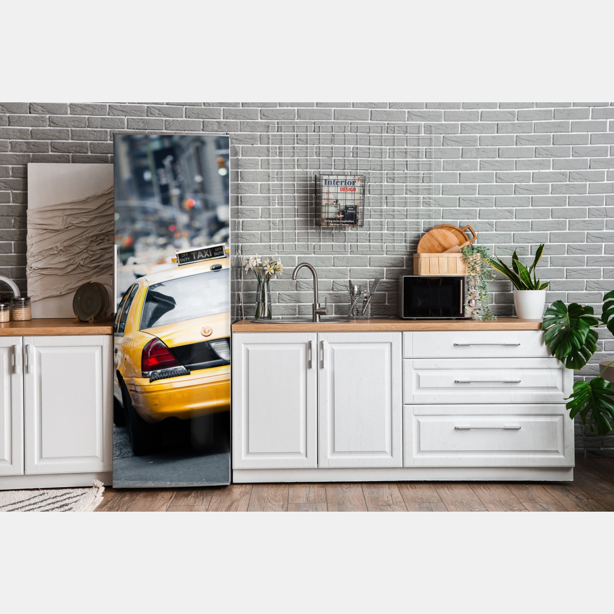 Naklejka na lodówkę żółte taksówki na ruchliwej ulicy Nowego Jorku – Wallissimo® Naklejka na lodówkę żółte taksówki na ruchliwej ulicy Nowego Jorku – Wallissimo®