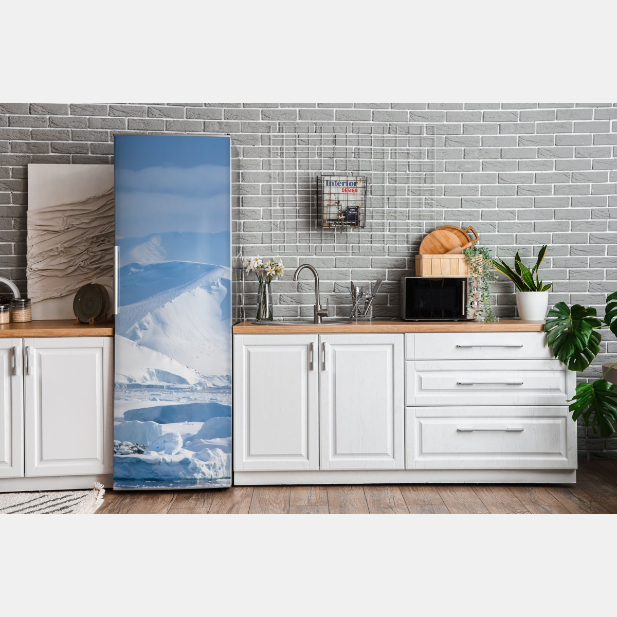 Naklejka na lodówkę śnieżna panorama górska – Wallissimo® Naklejka na lodówkę śnieżna panorama górska – Wallissimo®