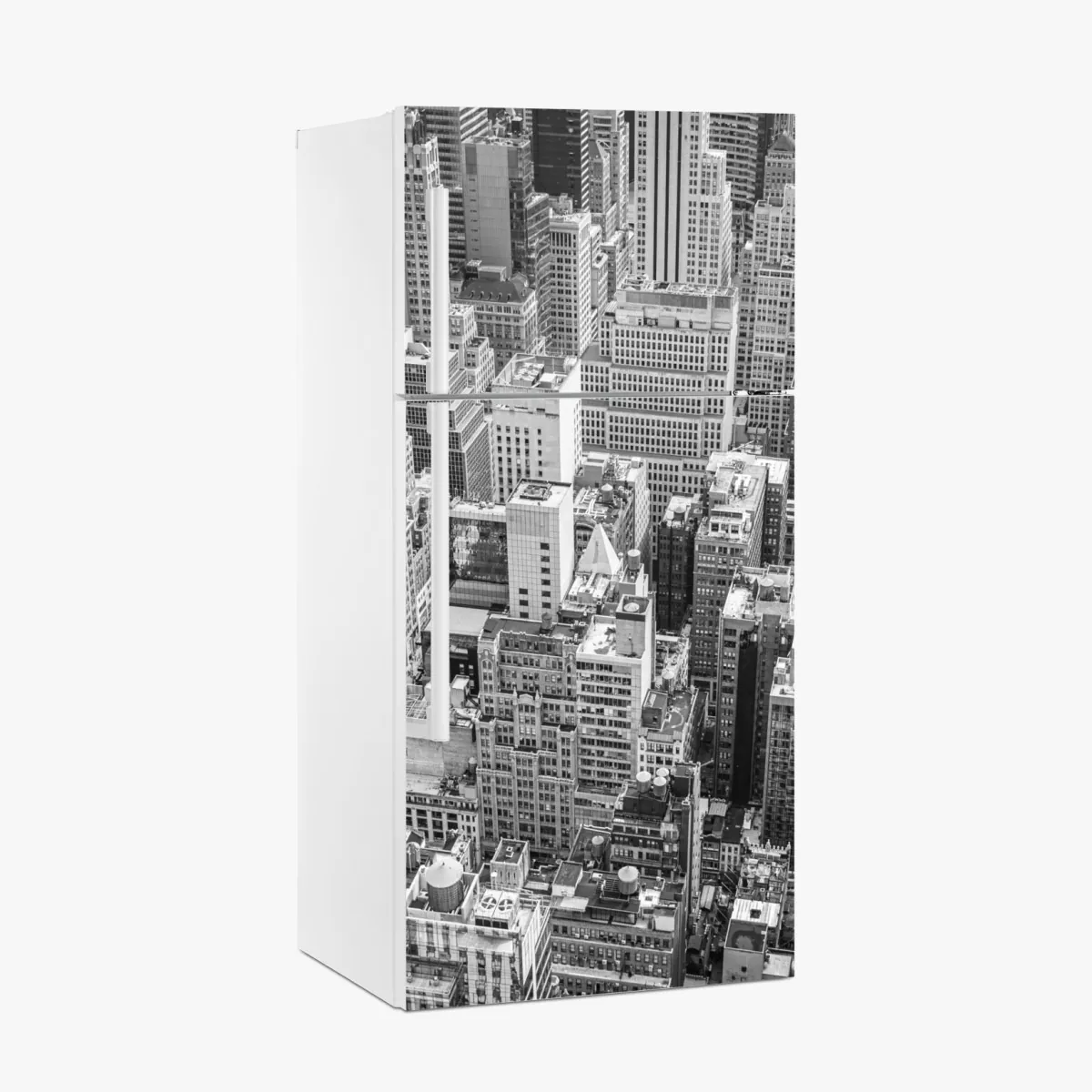 Naklejka na lodówkę lotnicza panorama miasta w odcieniach szarości – Wallissimo® Naklejka na lodówkę lotnicza panorama miasta w odcieniach szarości – Wallissimo®