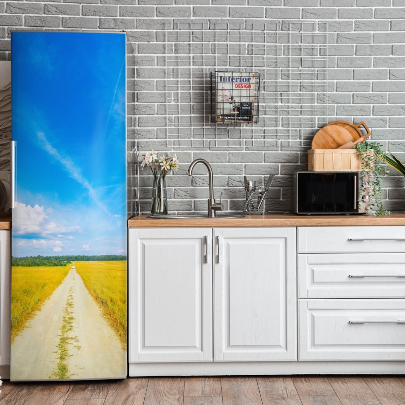 Naklejka na lodówkę Polskie pole rzepaku pod błękitnym niebem – Wallissimo®