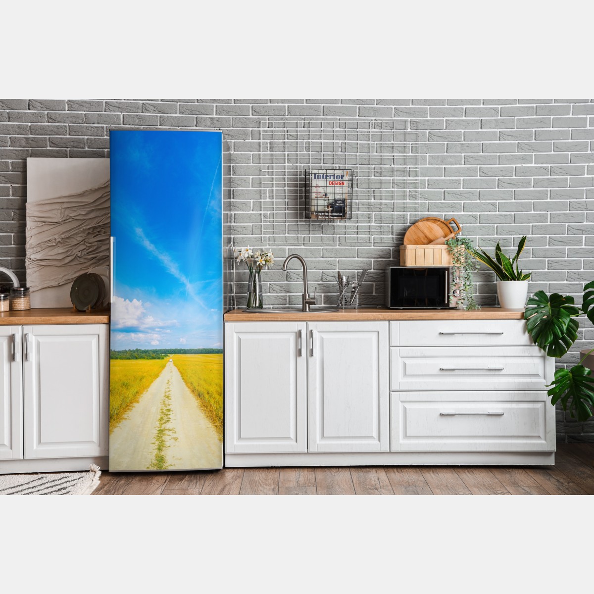 Naklejka na lodówkę złote pole pod szerokim błękitnym niebem – Wallissimo® Naklejka na lodówkę złote pole pod szerokim błękitnym niebem – Wallissimo®