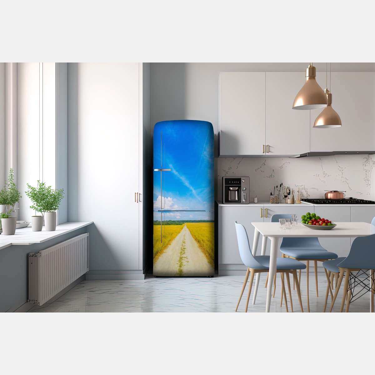 Naklejka na lodówkę złote pole pod szerokim błękitnym niebem – Wallissimo® Naklejka na lodówkę złote pole pod szerokim błękitnym niebem – Wallissimo®
