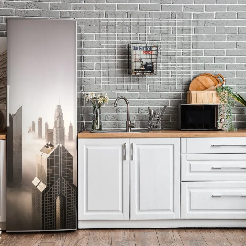 Naklejka na lodówkę delikatne złote róże — elegancki wzór kwiatowy – Wallissimo®