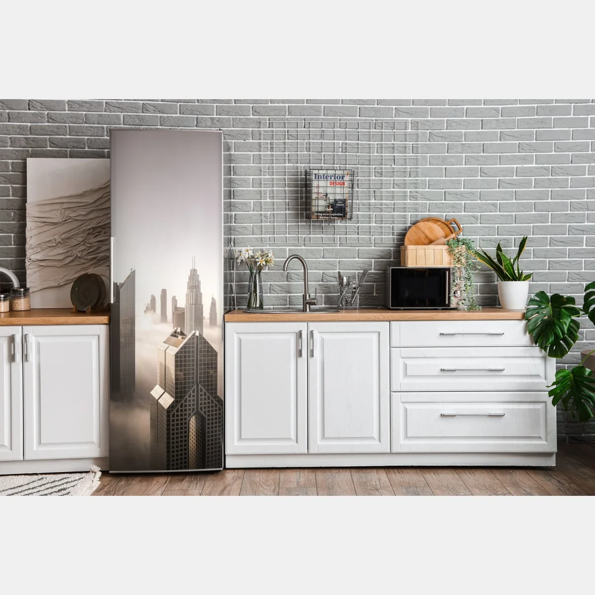 Naklejka na lodówkę mglista panorama Dubaju nad chmurami – Wallissimo® Naklejka na lodówkę mglista panorama Dubaju nad chmurami – Wallissimo®