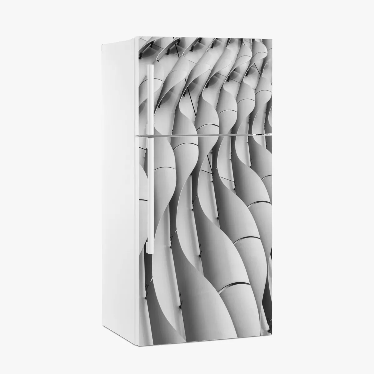 Naklejka na lodówkę falisty wzór architektoniczny w odcieniach szarości – Wallissimo® Naklejka na lodówkę falisty wzór architektoniczny w odcieniach szarości – Wallissimo®