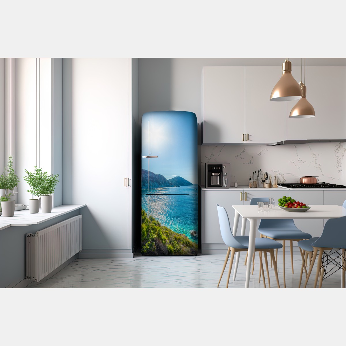 Naklejka na lodówkę słoneczna panorama plaży Sansone, Elba – Wallissimo® Naklejka na lodówkę słoneczna panorama plaży Sansone, Elba – Wallissimo®